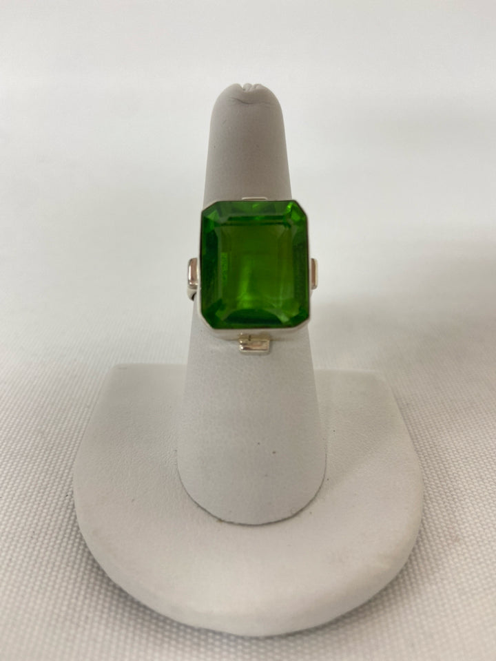 Green Silver Rectangle(s) Ring