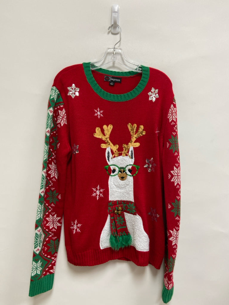 Size M Red Green Llama Ladies Sweater