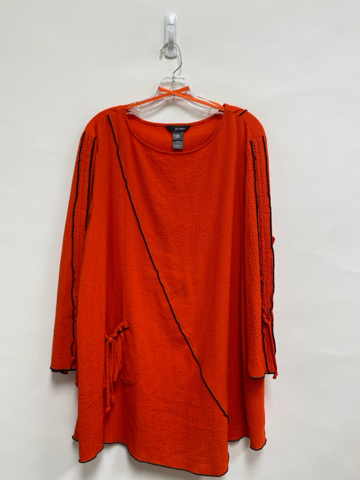 Ali Miles  SIZE  1X Orange Black Striped Tunic Plus Size Top