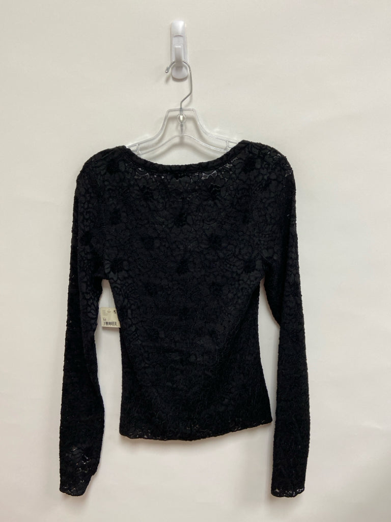 NWT Free People Size M Black Texture Long Sleeve Ladies Top