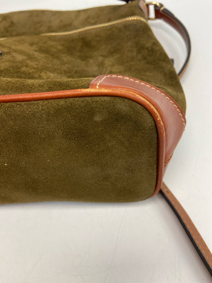 Dooney &amp; Bourke Dark Olive Brown Suede Crossbody