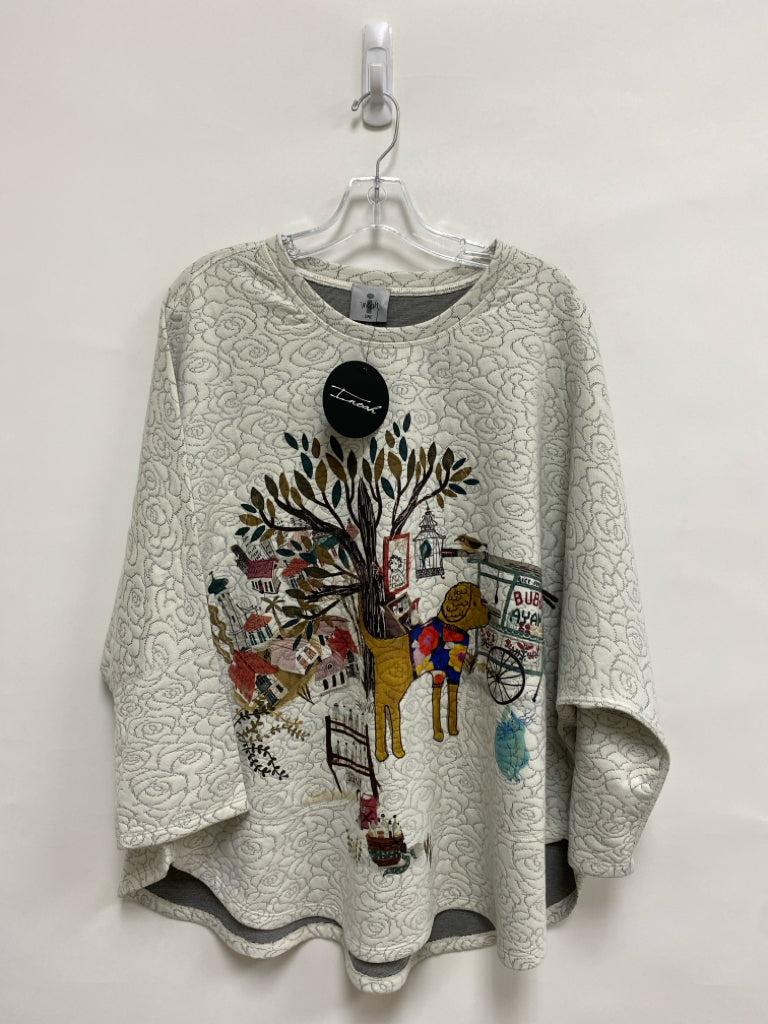 NWT Inoah Size OSFM Cream Multi Color Dogs/Cats Ladies Top