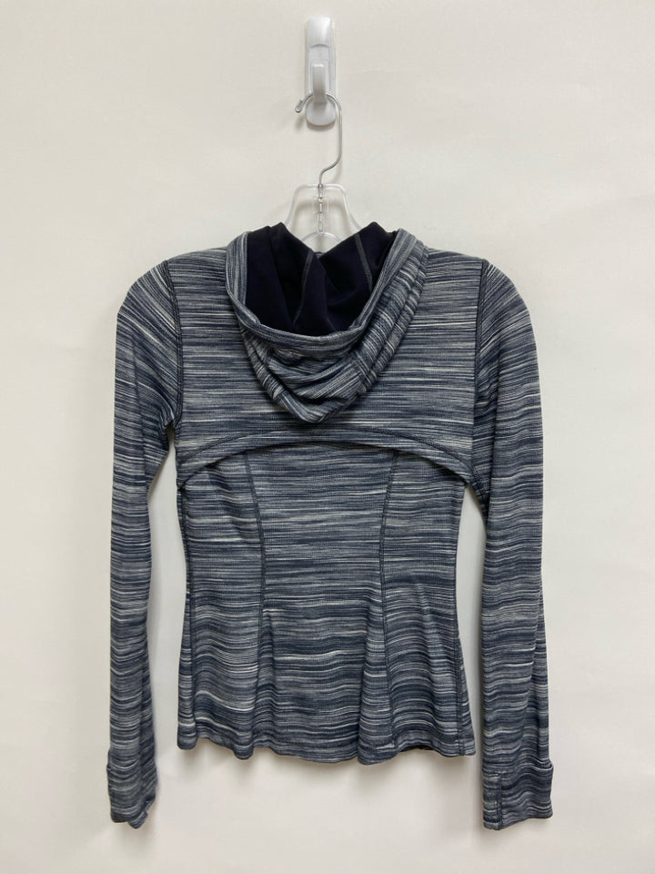 Lululemon Size 4 Charcoal Cream Streaked Zip Down Athletic Jacket