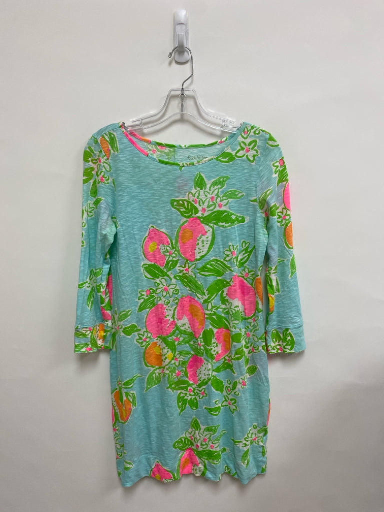 LILLY PULITZER Size S Aqua/White Green/Pink Ladies Dress