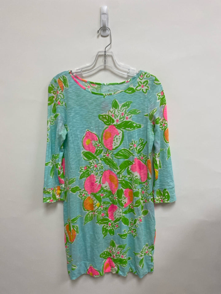 LILLY PULITZER Size S Aqua/White Green/Pink Ladies Dress
