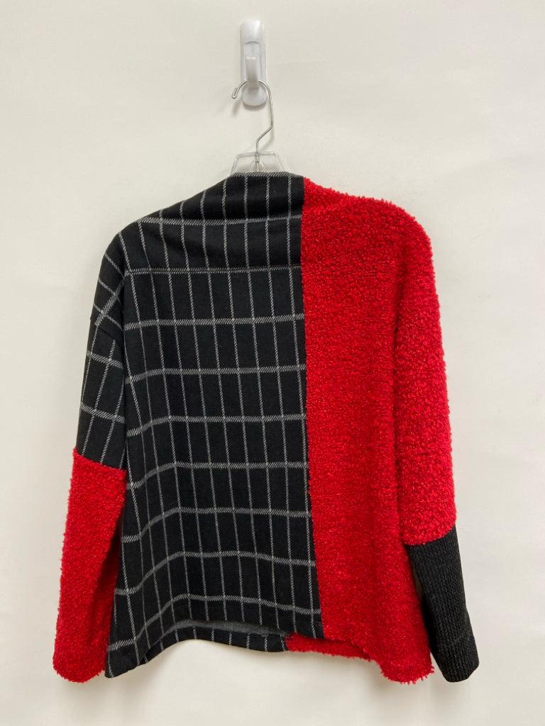 ALEMBIKA Size M Black Gray/Red Windowpane Ladies Top