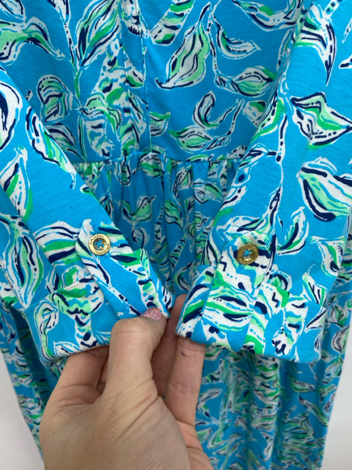 LILLY PULITZER Size L Turquoise White/Aqua Ladies Dress