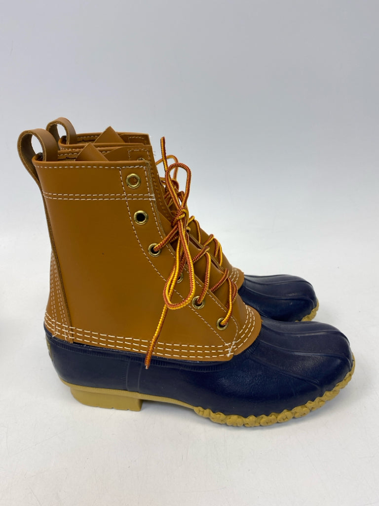 NWOT L L Bean US Shoe Size 7 Blue Caramel Lace-up Boots