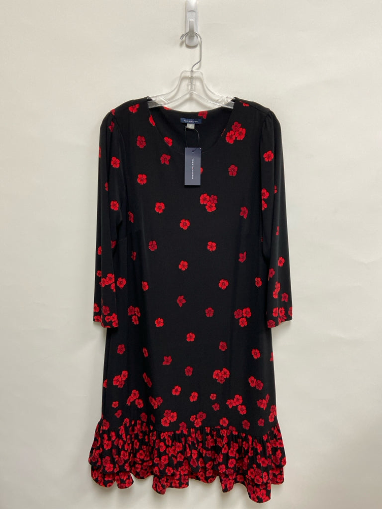 NWT Tommy Hilfiger Size 14 Black Red Flowers Ladies Dress