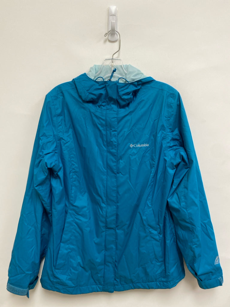 Columbia Size M Turquoise Hooded Zip Down Ladies Jacket
