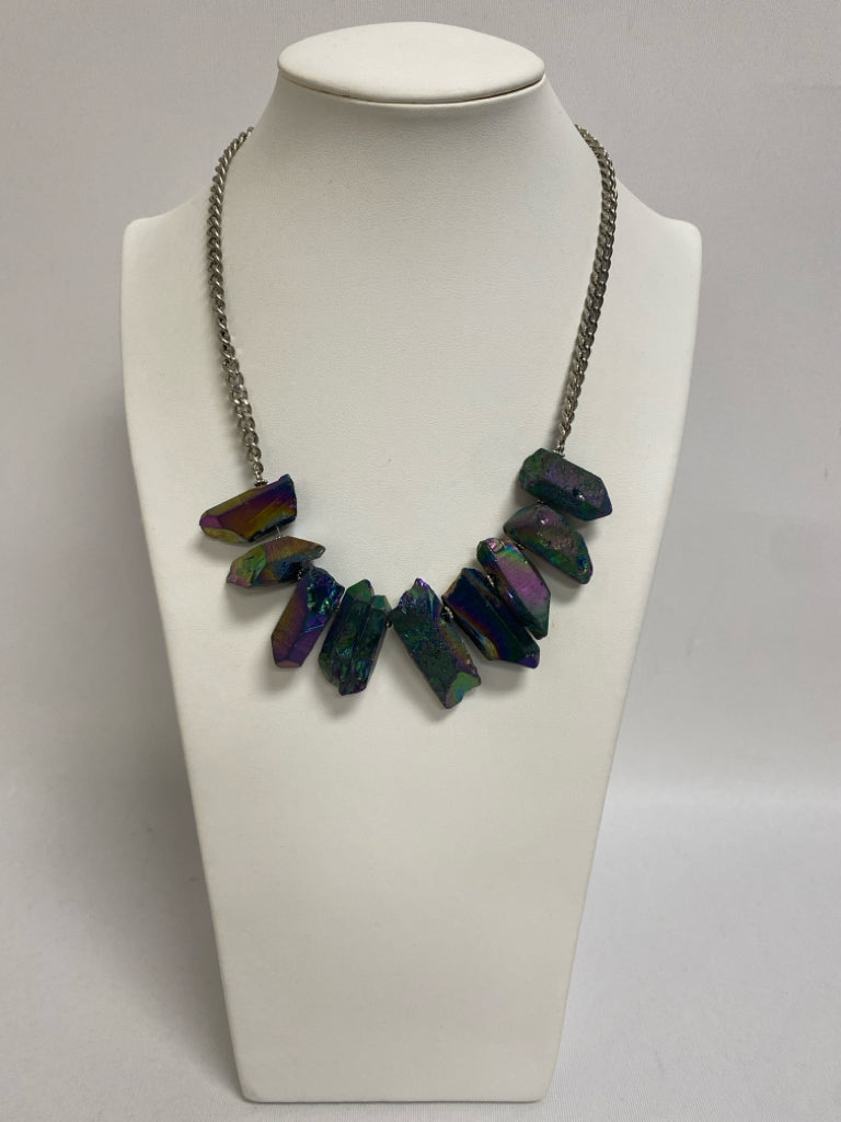 YOCHI NY Purple Iridescent Shapes Necklace