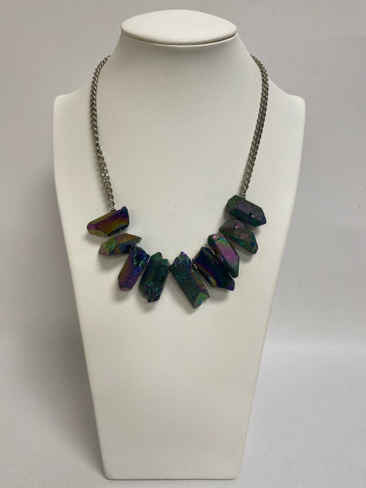 YOCHI NY Purple Iridescent Shapes Necklace
