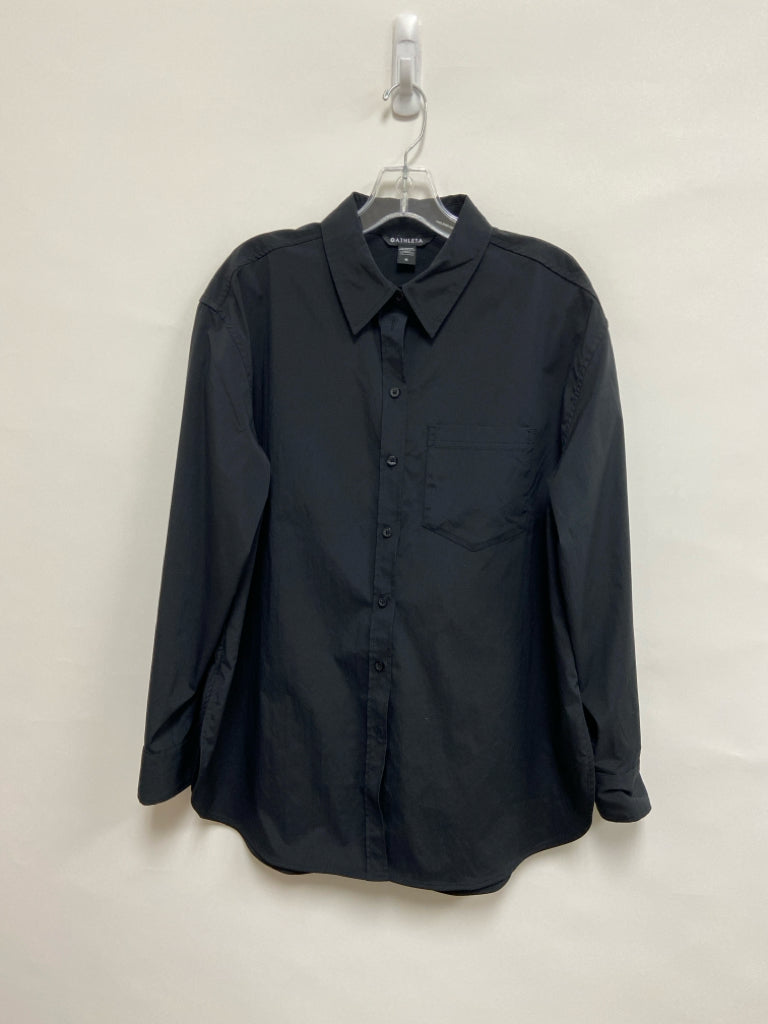 Athleta Size M Black Button Down Ladies Top