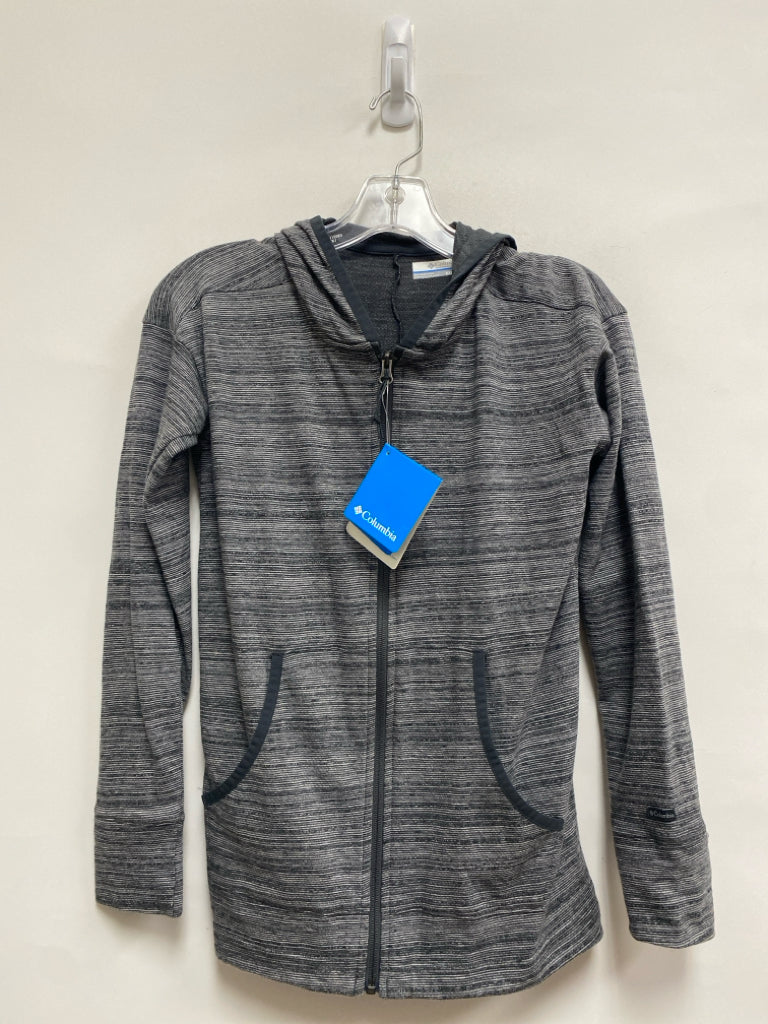 NWT Columbia Size XXS Gray/White Stripes Zip Down Hooded Ladies Jacket