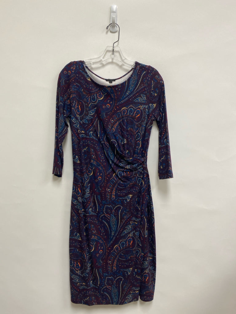 Talbots Size S Burgundy/Navy Beige Acanthus Long Sleeve Ladies Dress