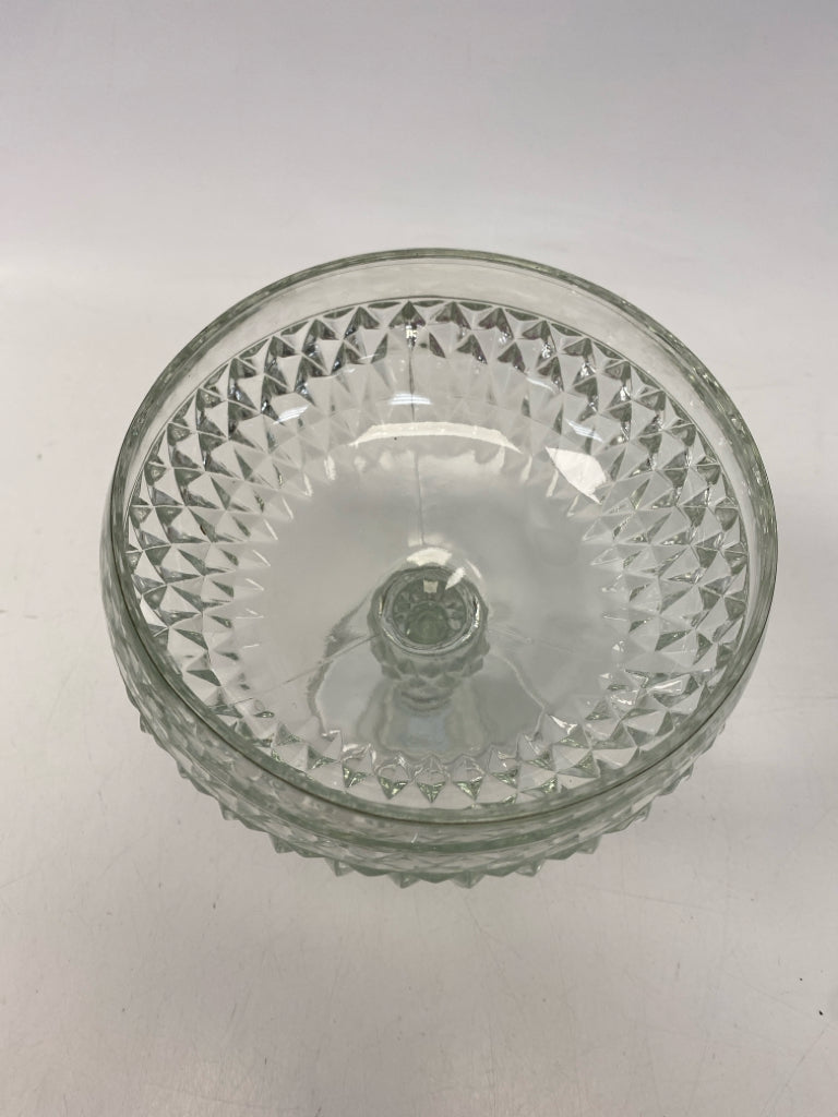 Clear Diamond Cut Glass Serving Piece