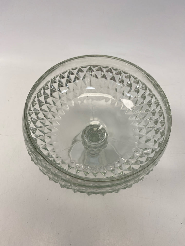 Clear Diamond Cut Glass Serving Piece