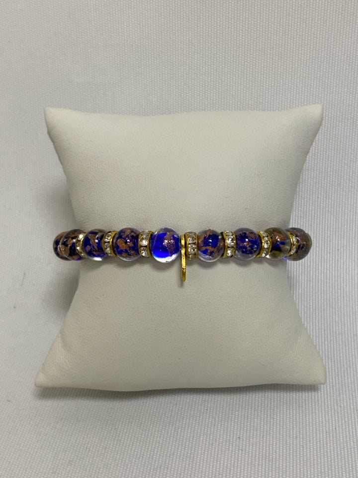 Murano Gold Color Navy Jeweled Bracelet