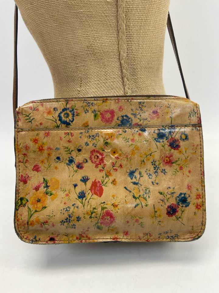 Patricia Nash Brown Multi-Color Flower(s) Crossbody