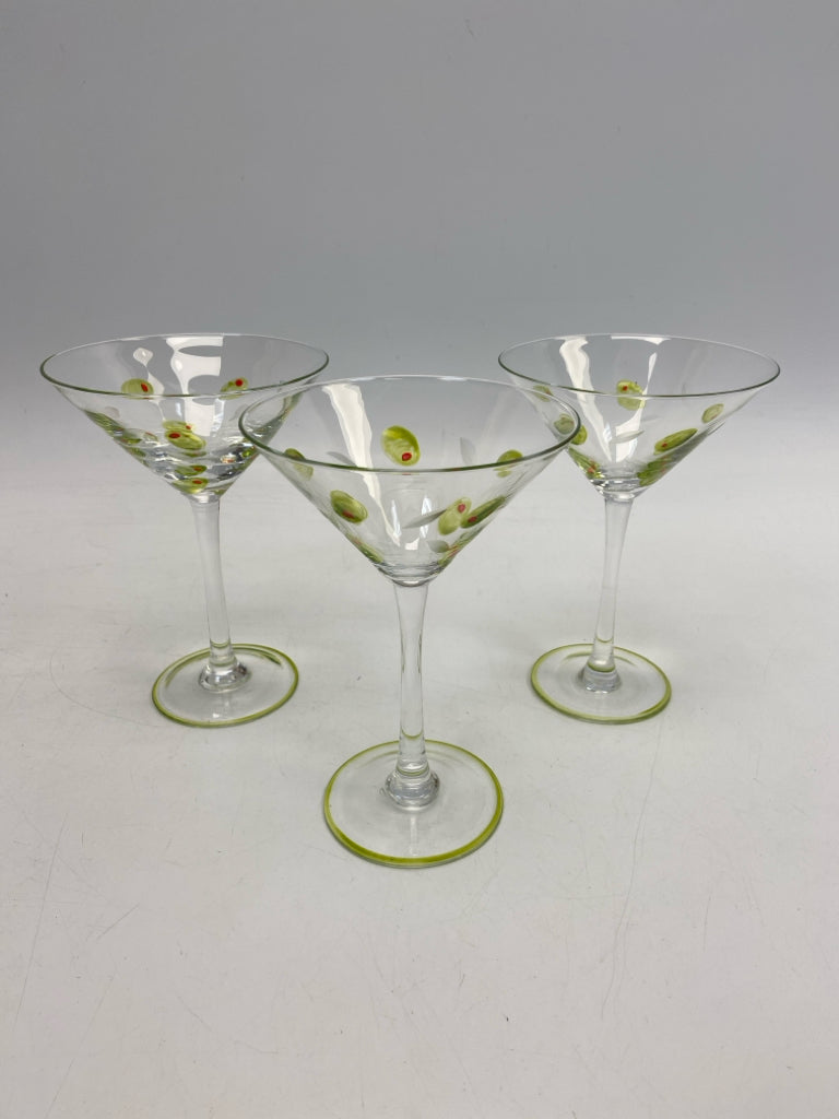 Clear Green Olive Glassware