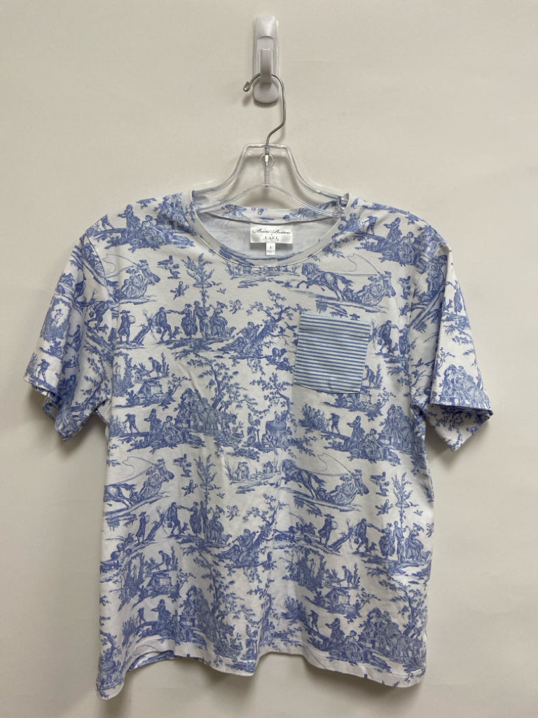 Brooks Brothers Size L White Blue Toile Ladies Pajama Top