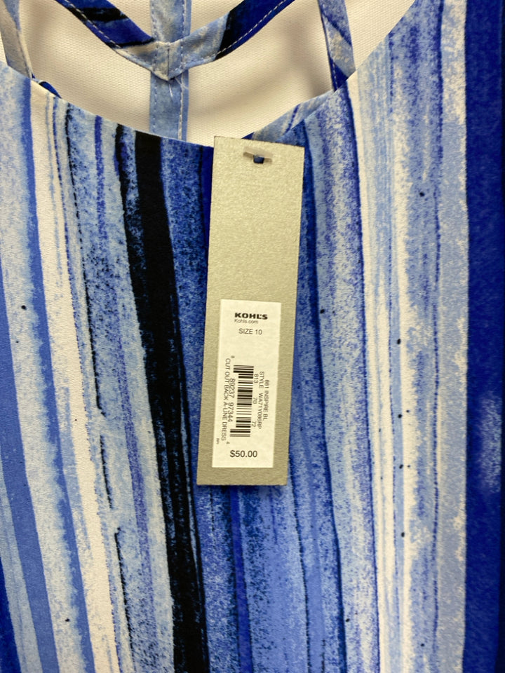 NWT Apt. 9 Size 10 Blue White/Black Striped Ladies Dress
