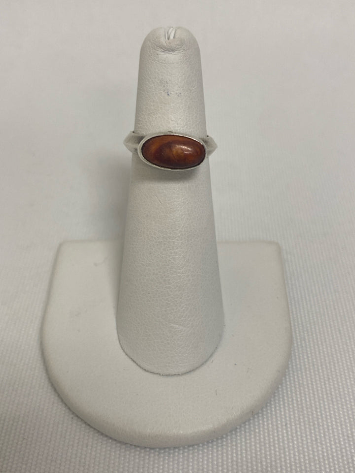 Silver Orange/Brown Oval(s) Ring