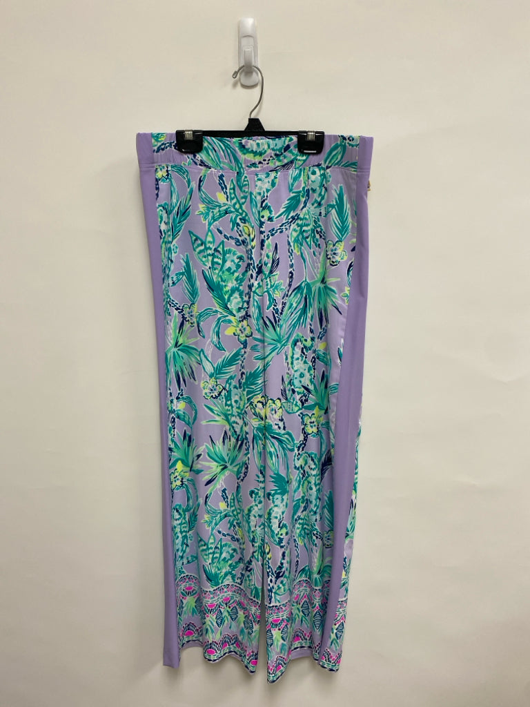 LILLY PULITZER Size S Lilac Teal Green Leaves Ladies Pants
