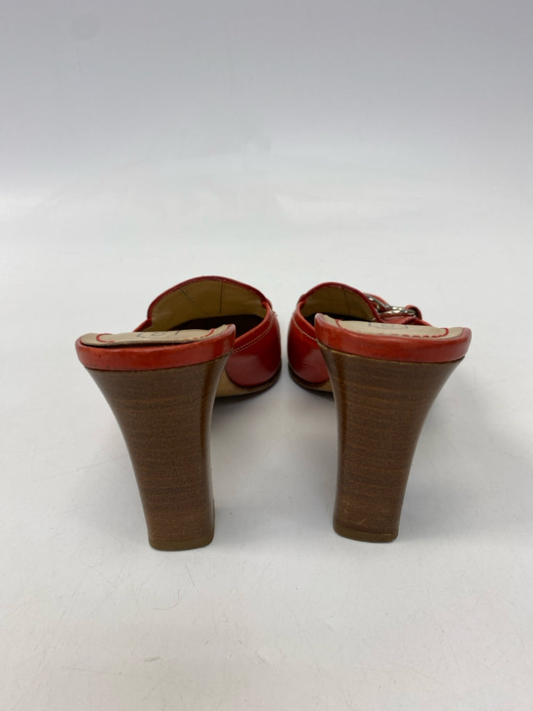 Coach  Size 6.5 Red Silver Circle(s) Mules