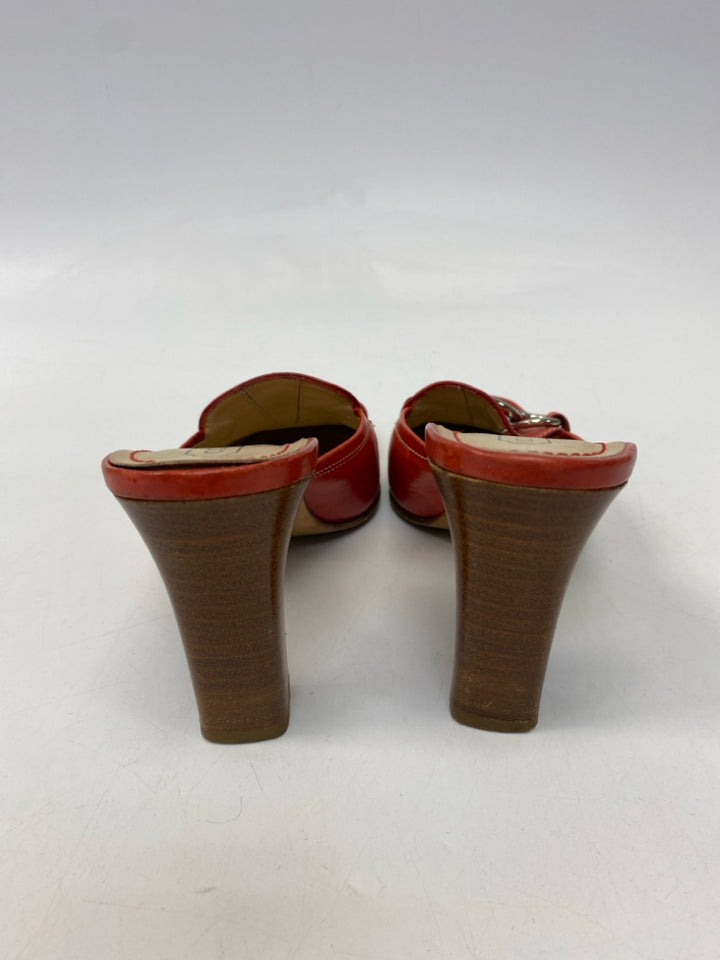 Coach  Size 6.5 Red Silver Circle(s) Mules