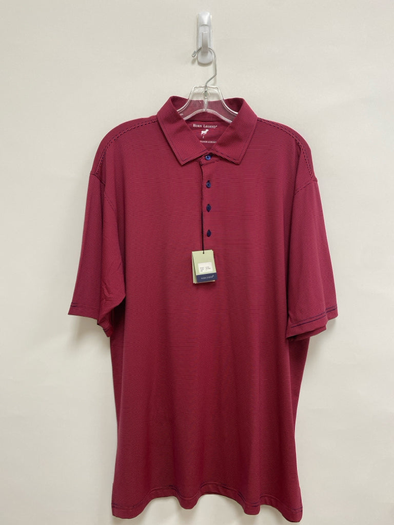 NWT Horn Legend Size L Red/Navy Striped Polo Men&