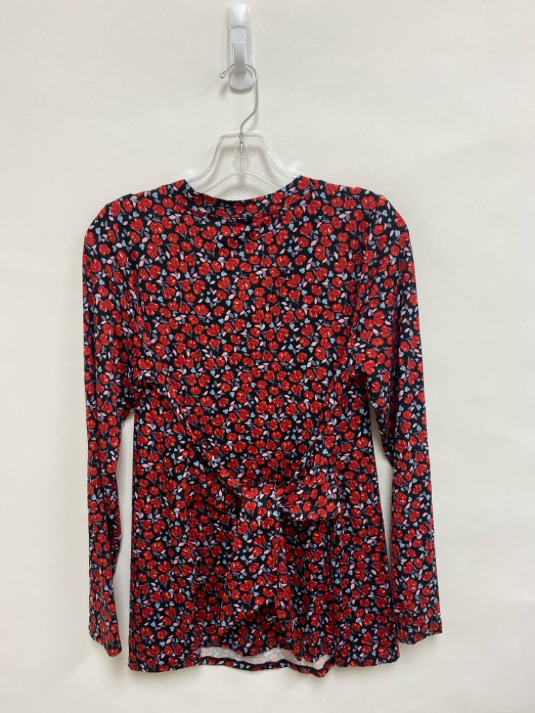 Motherhood Size M Black Red/Pink Flowers Maternity Top