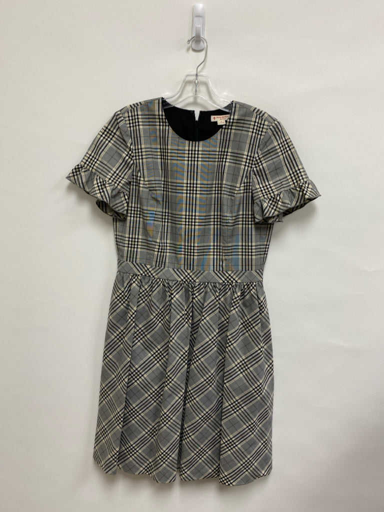 Brooks Brothers Size 8 Black/Cream Tan Plaid Short Sleeve Ladies Dress