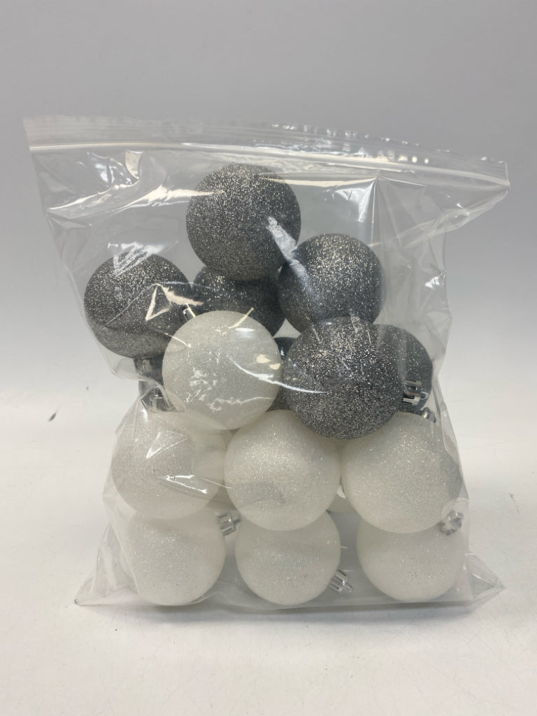 White Silver Glitter Ornaments