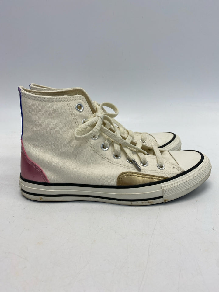 Converse  Size 8.5 Cream Pink/Purple Lace-up Sneakers