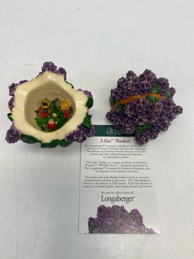 Longaberger Harmony Kingdom Lilac Basket Mini Trinket  Box