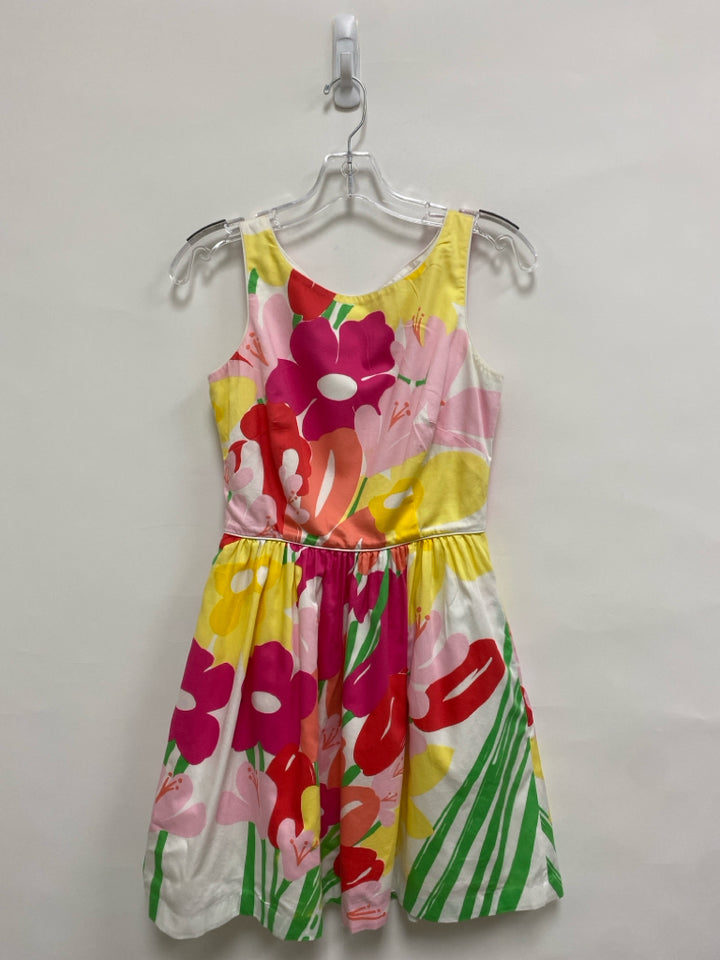 LILLY PULITZER Size 2 Yellow/White Coral/Pink Flowers Sleeveless Ladies Dress