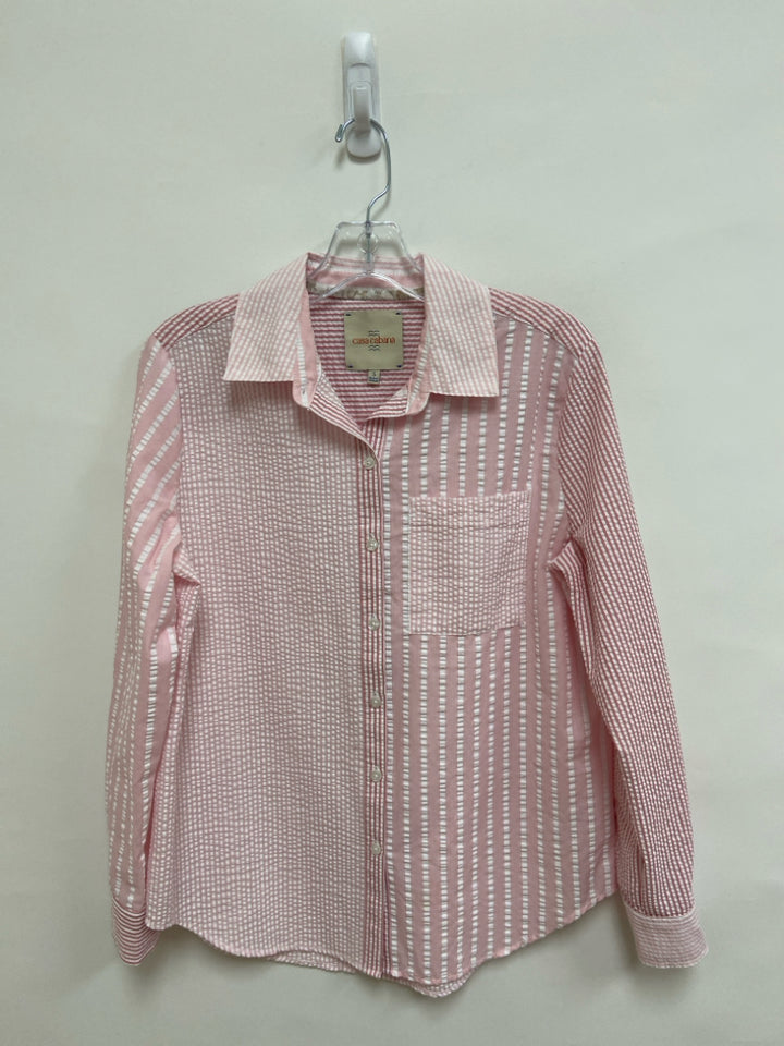 Size S Pink/White Stripes Seersucker Ladies Top