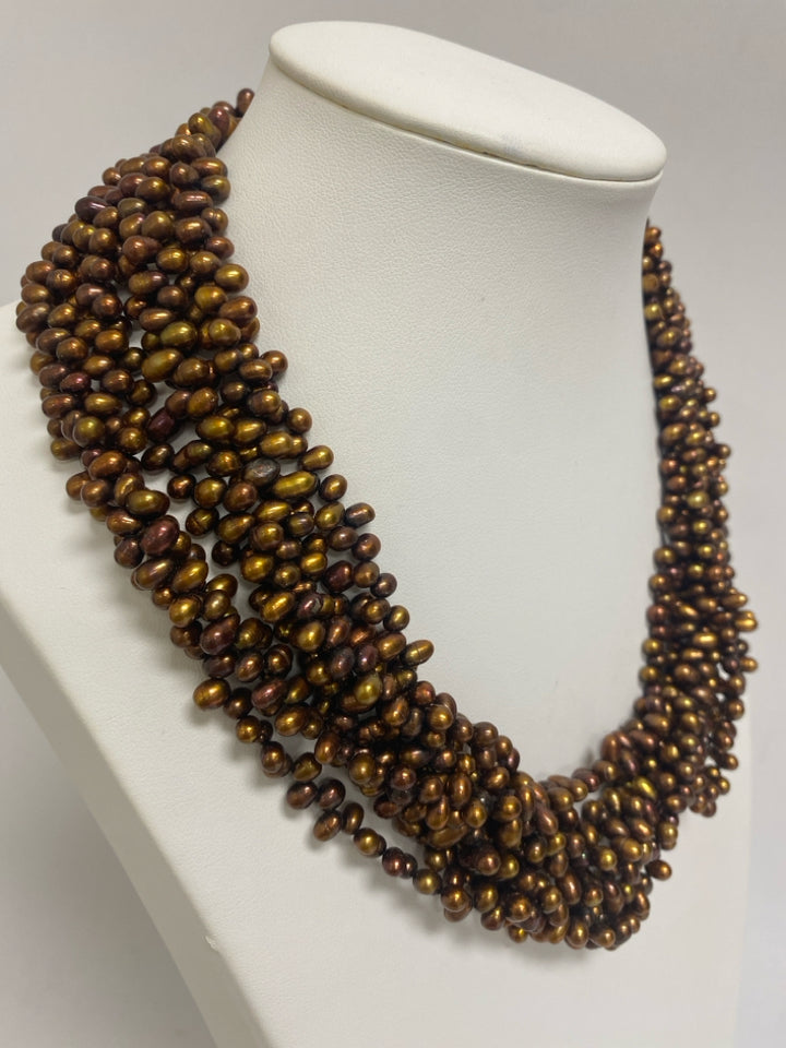 NEW/BOX Ross-Simons Bronze Silver Beaded Necklace