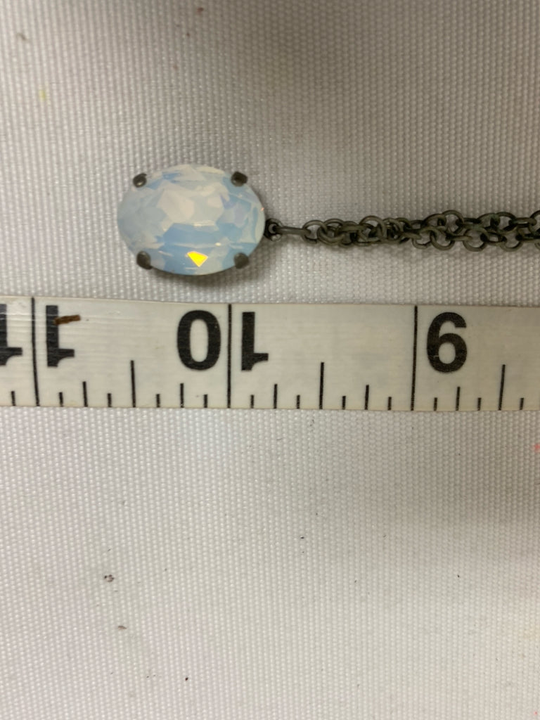 sabika Silver Color Pale Blue Jeweled Necklace