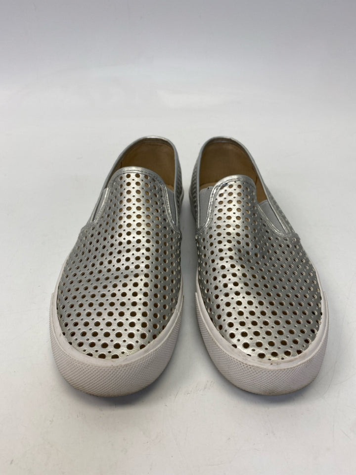 Size 9 Silver Perforated Metallic Sneakers