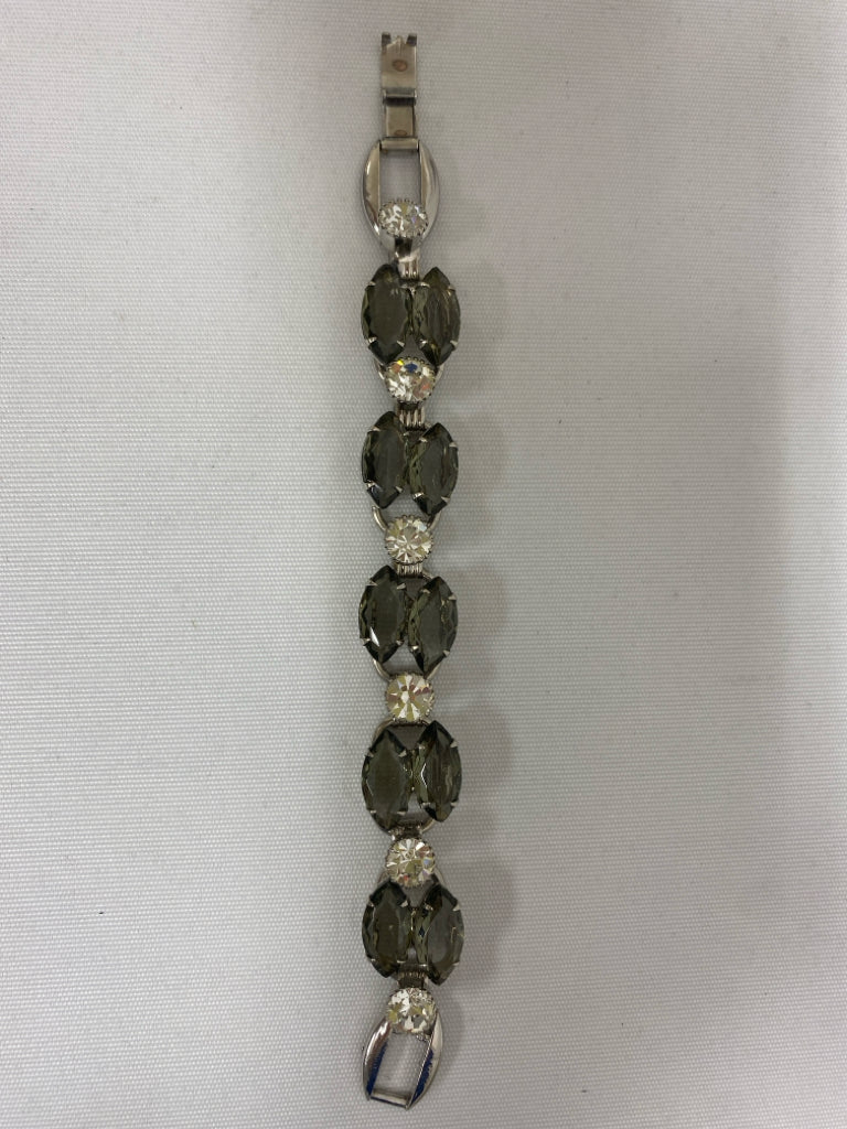Clear Silver Color Jeweled Bracelet