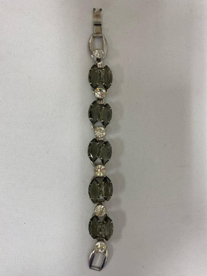 Clear Silver Color Jeweled Bracelet