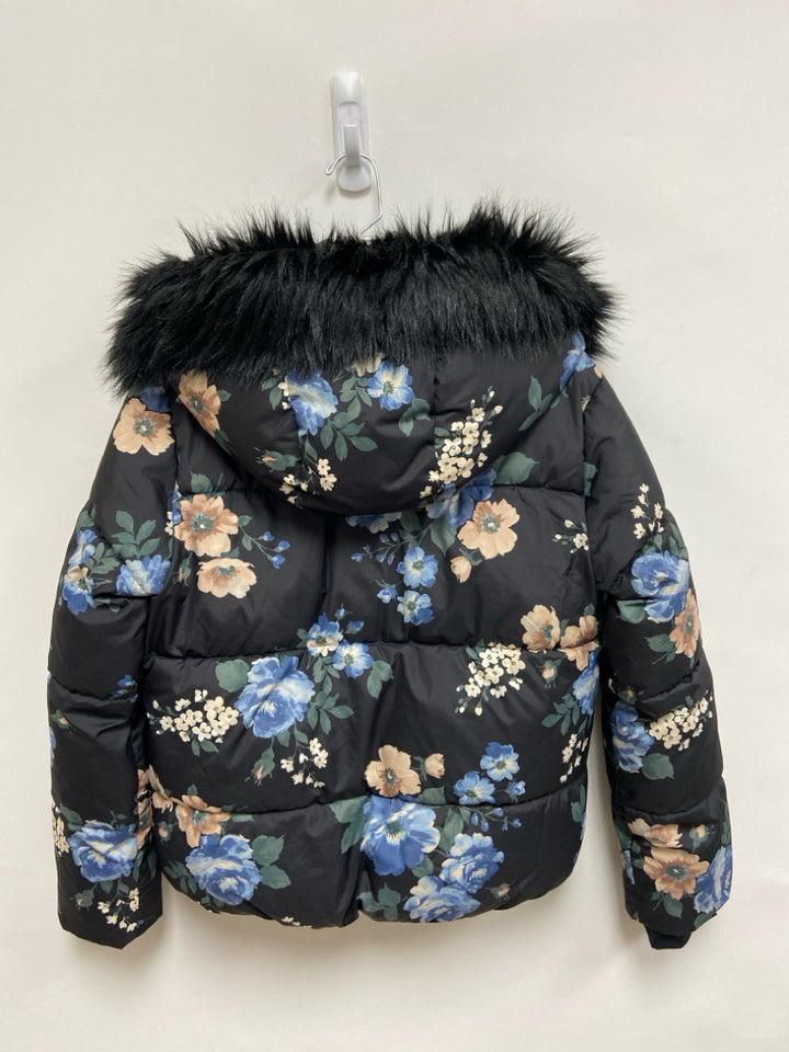 Abercrombie &amp; Fitch SIZE 11/12 Black Blue/Cream Flowers Hooded Girl&