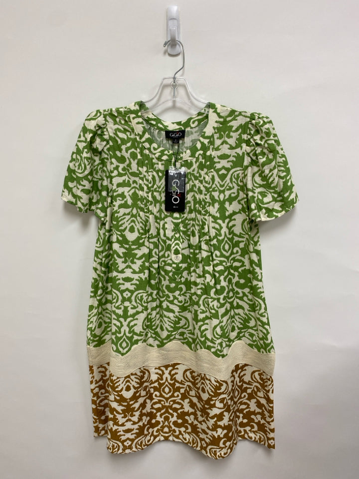 NWT GiGiO Size S Green/Cream Brown        Damask Ladies Dress