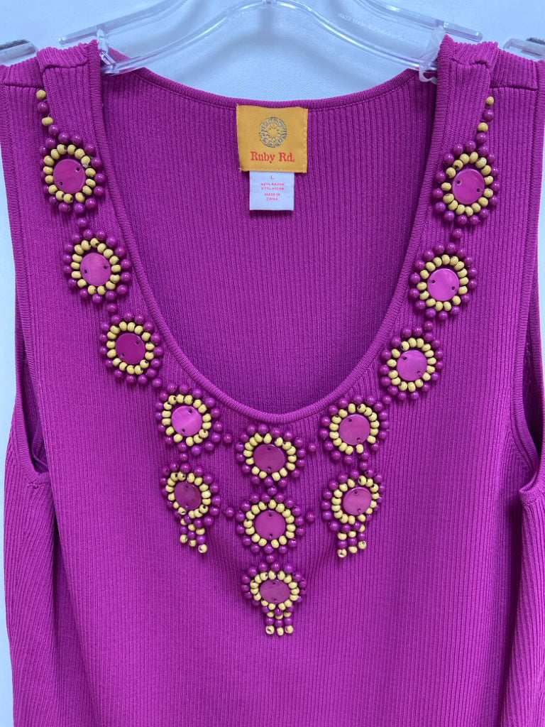 Ruby Rd. Size L Purple Beaded Tank Ladies Top