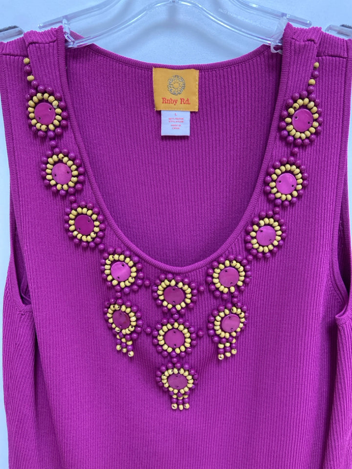 Ruby Rd. Size L Purple Beaded Tank Ladies Top