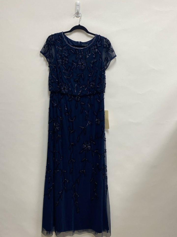 NWT Papell Size 12 Navy Floral Short Sleeve Beaded Ladies Dress