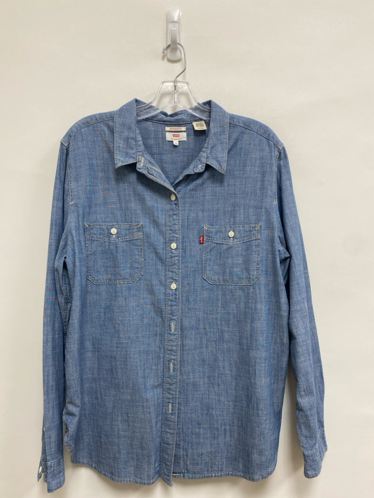 Levi Size XL Blue Long Sleeve Chambray Ladies Top