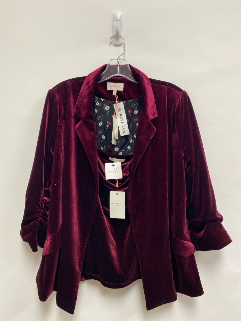 NWT Skies Are Blue Size L Red Velvet Ladies Jacket
